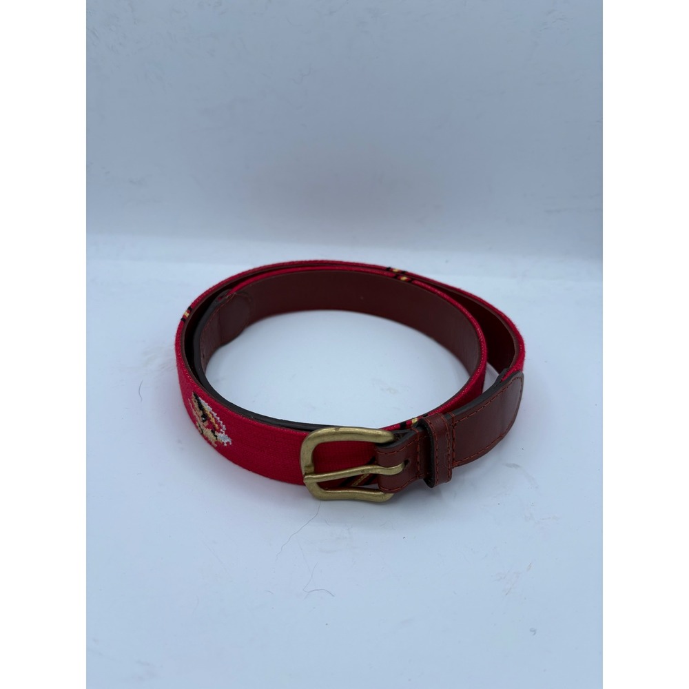 Smathers Branson Mens 38 Hand Stitched Needlepoint Red philadelphia golf Belt